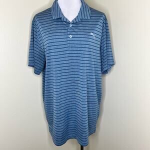 Puma Golf Polo Shirt XL Mens Blue Performance Striped Athleisure Sports Outdoor